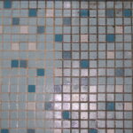Bathroom mosaic tile with dark grout lines