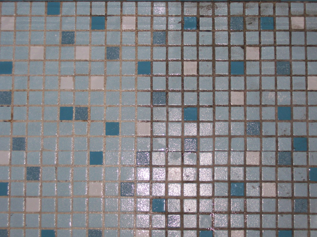Bathroom mosaic tile with dark grout lines